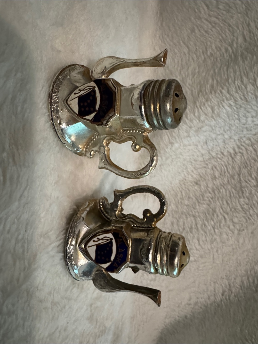 Vtg Mid Century Silver Tone Metal Teapot Novelty Salt & Pepper Shakers Top Fill